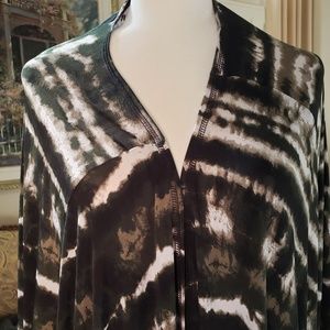Brown/Cream Tie-Dye Style Buttonless 'Cape' 2X